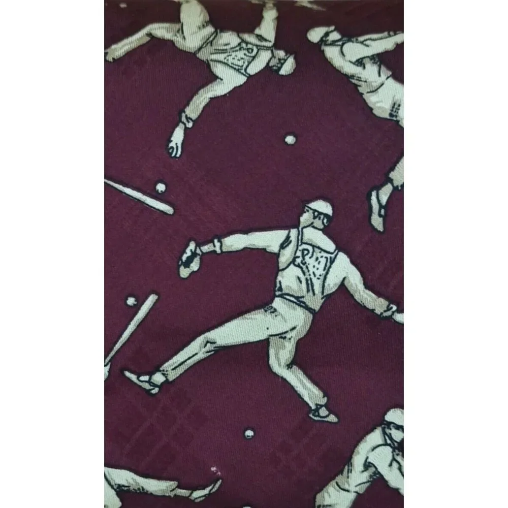 POLO BY RALPH LAUREN Purple Baseball Player Silk Tie HANDMADE USA 58